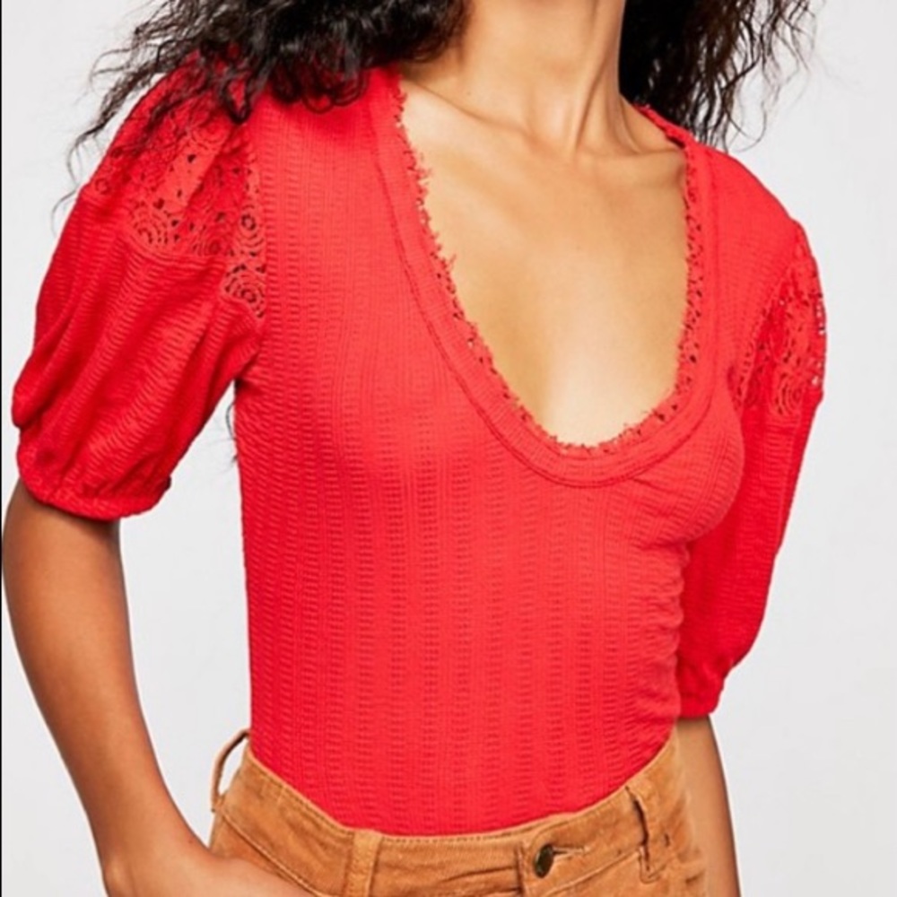 Free People Red Blouse